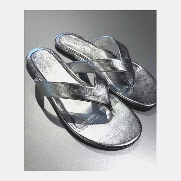 Balenciaga Flip Flops Silver NIB